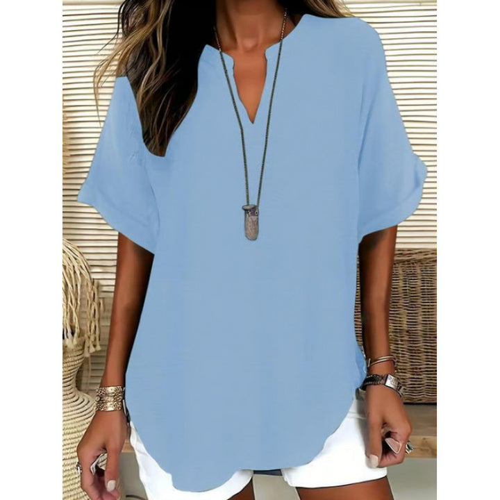 Women’s V-Neck Short Sleeve Casual Tunic Top