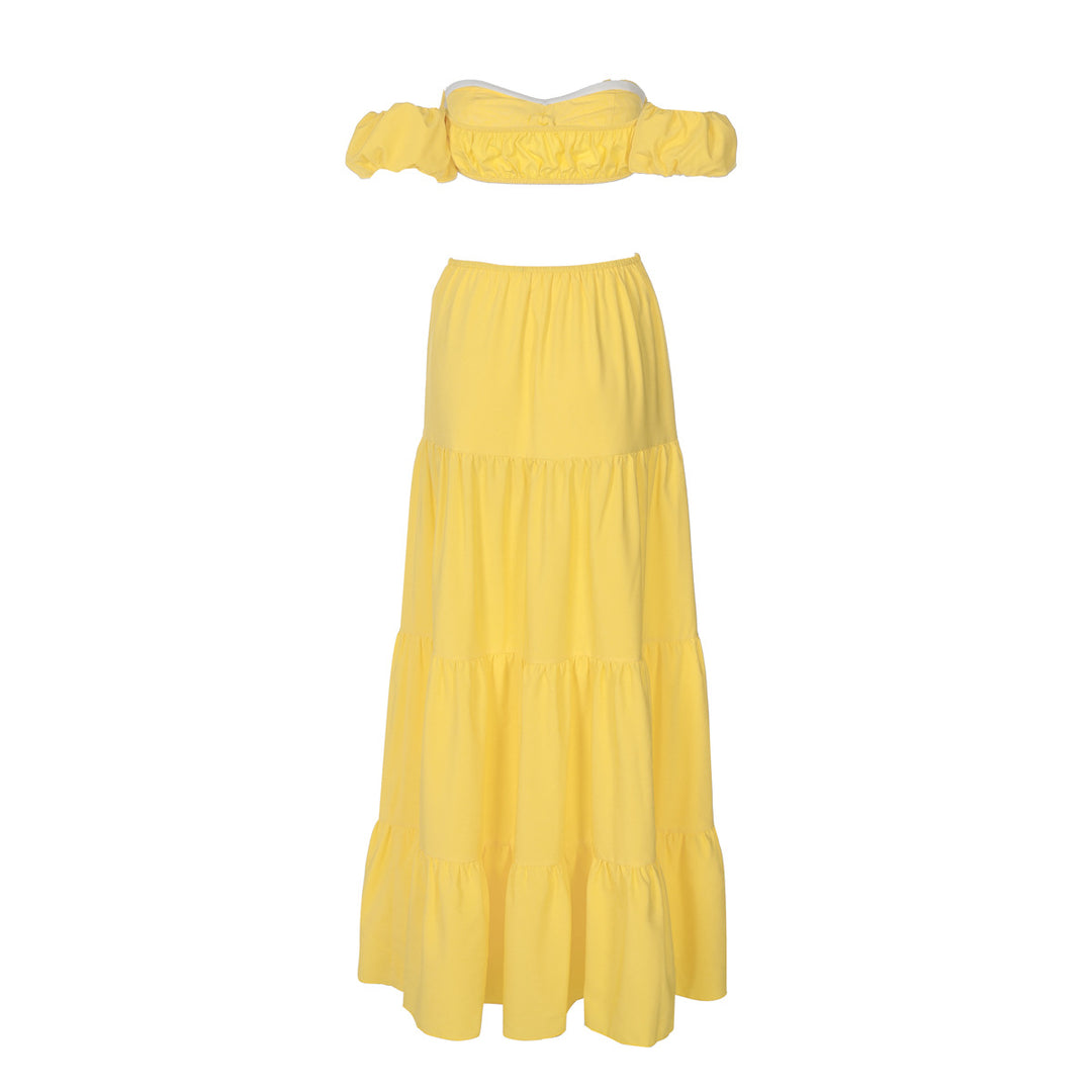 3D‑Flower Off‑Shoulder Skirt