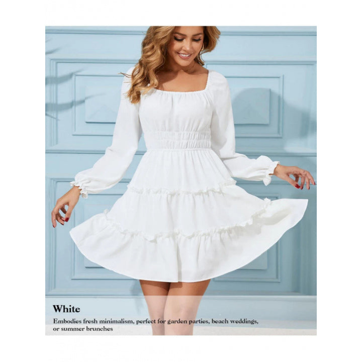 Boho Square Neck Smocked Waist Tiered Ruffle Mini Dress