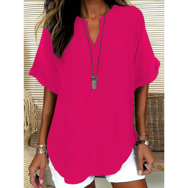 Women’s V-Neck Short Sleeve Casual Tunic Top
