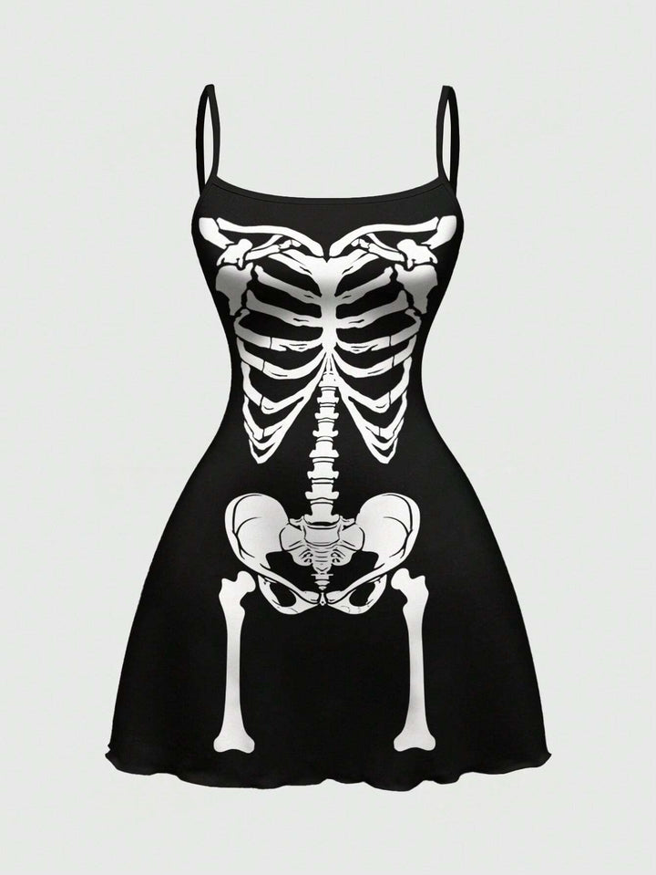 Gothic Halloween Graphic Print Cami Mini Dress