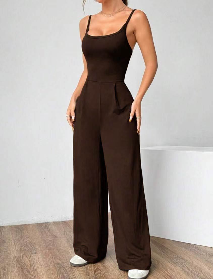 Backless Strappy Wide-Leg Casual Jumpsuit