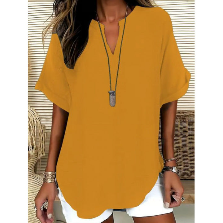 Women’s V-Neck Short Sleeve Casual Tunic Top