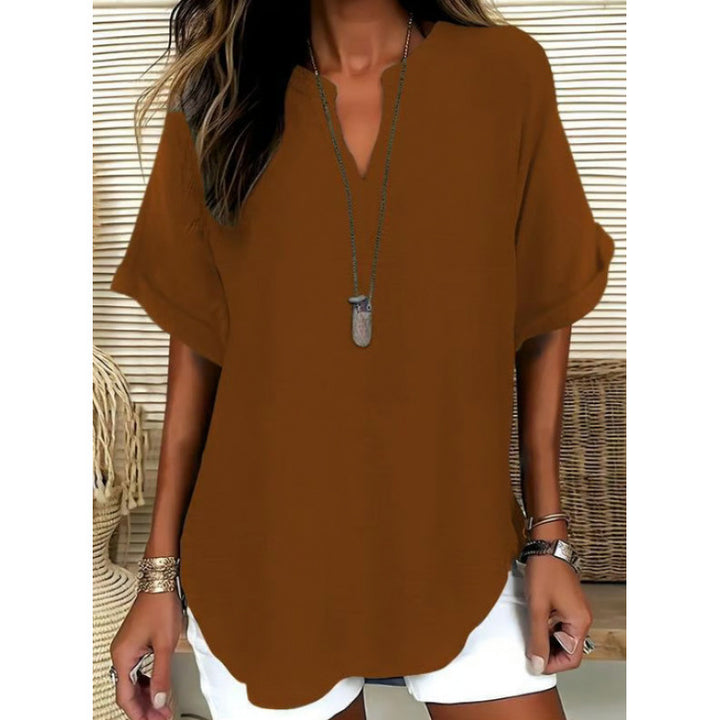 Women’s V-Neck Short Sleeve Casual Tunic Top