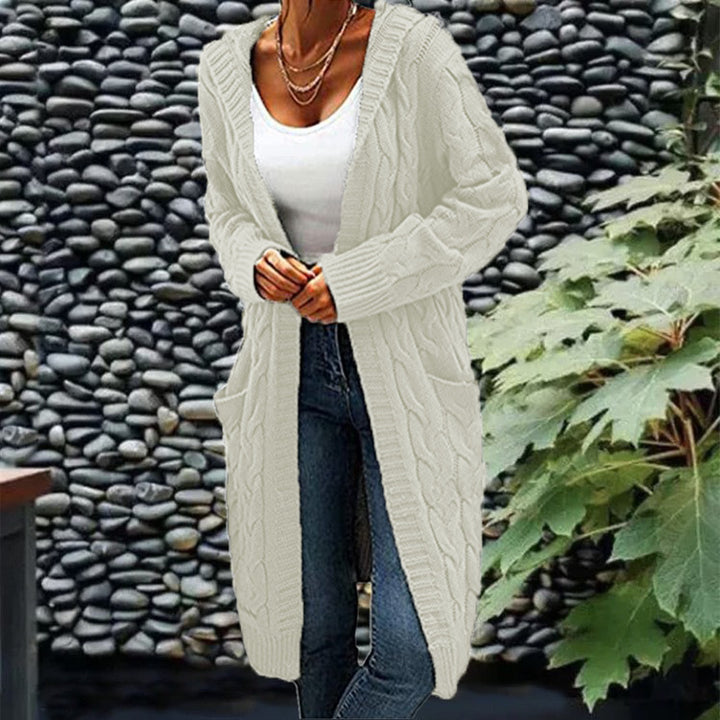 Cozy Cable Knit Hooded Long Cardigan