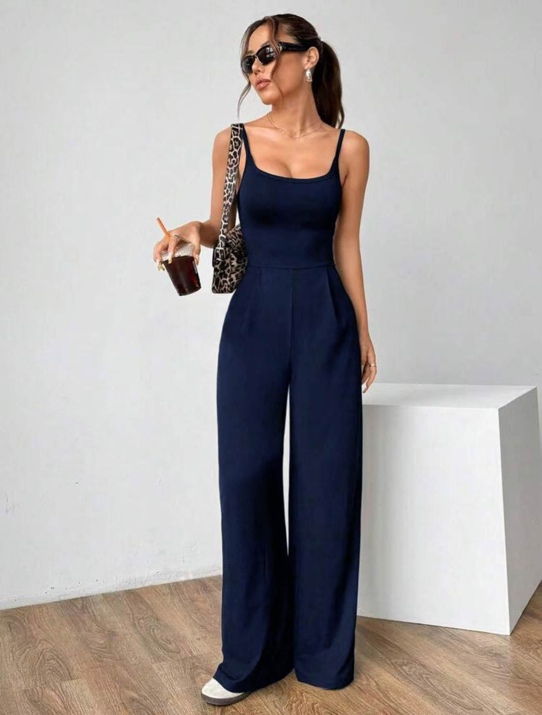 Backless Strappy Wide-Leg Casual Jumpsuit