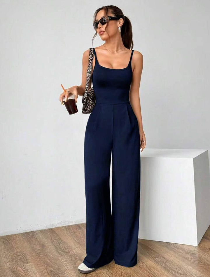Backless Strappy Wide-Leg Casual Jumpsuit
