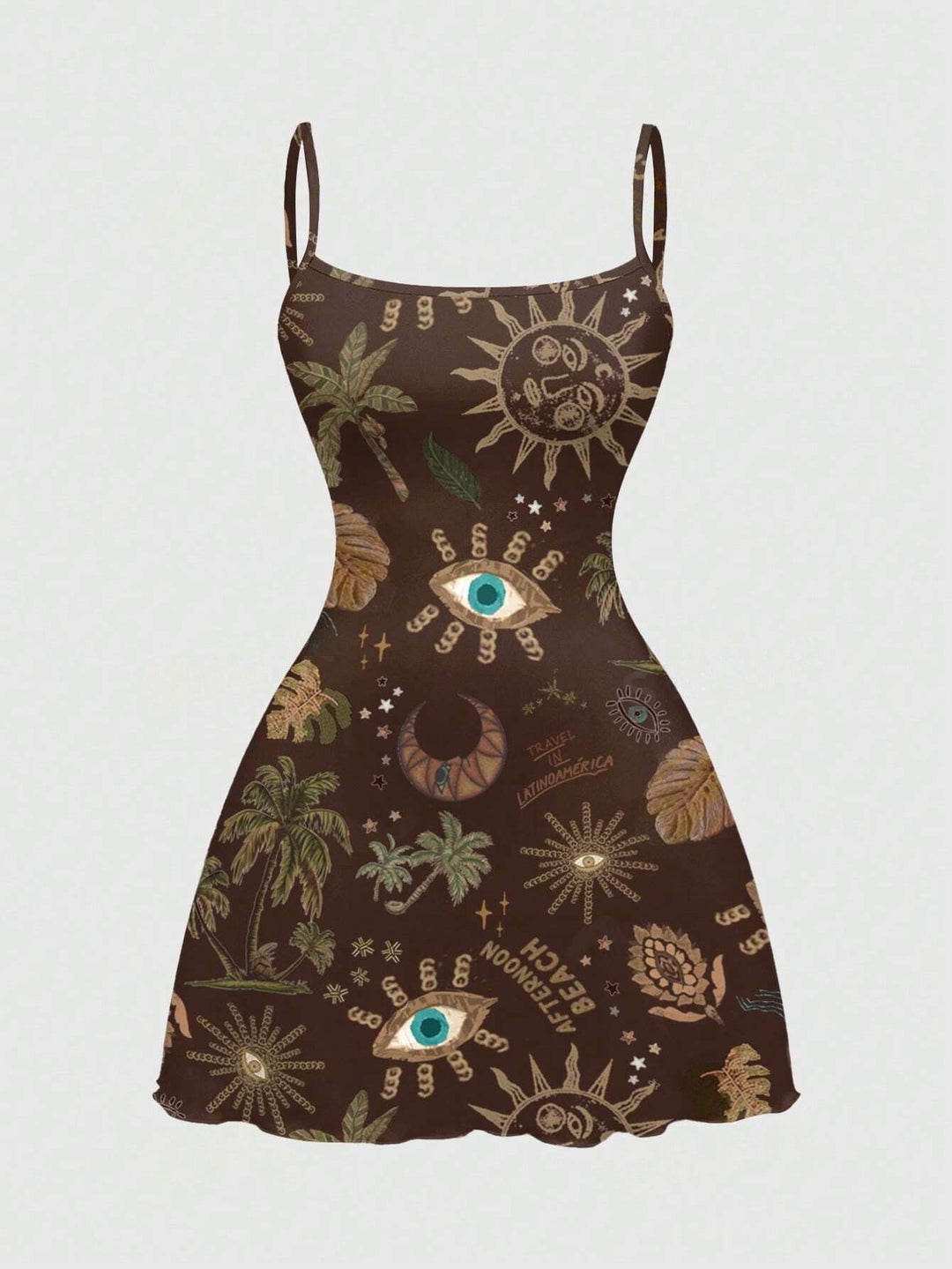 Gothic Halloween Graphic Print Cami Mini Dress