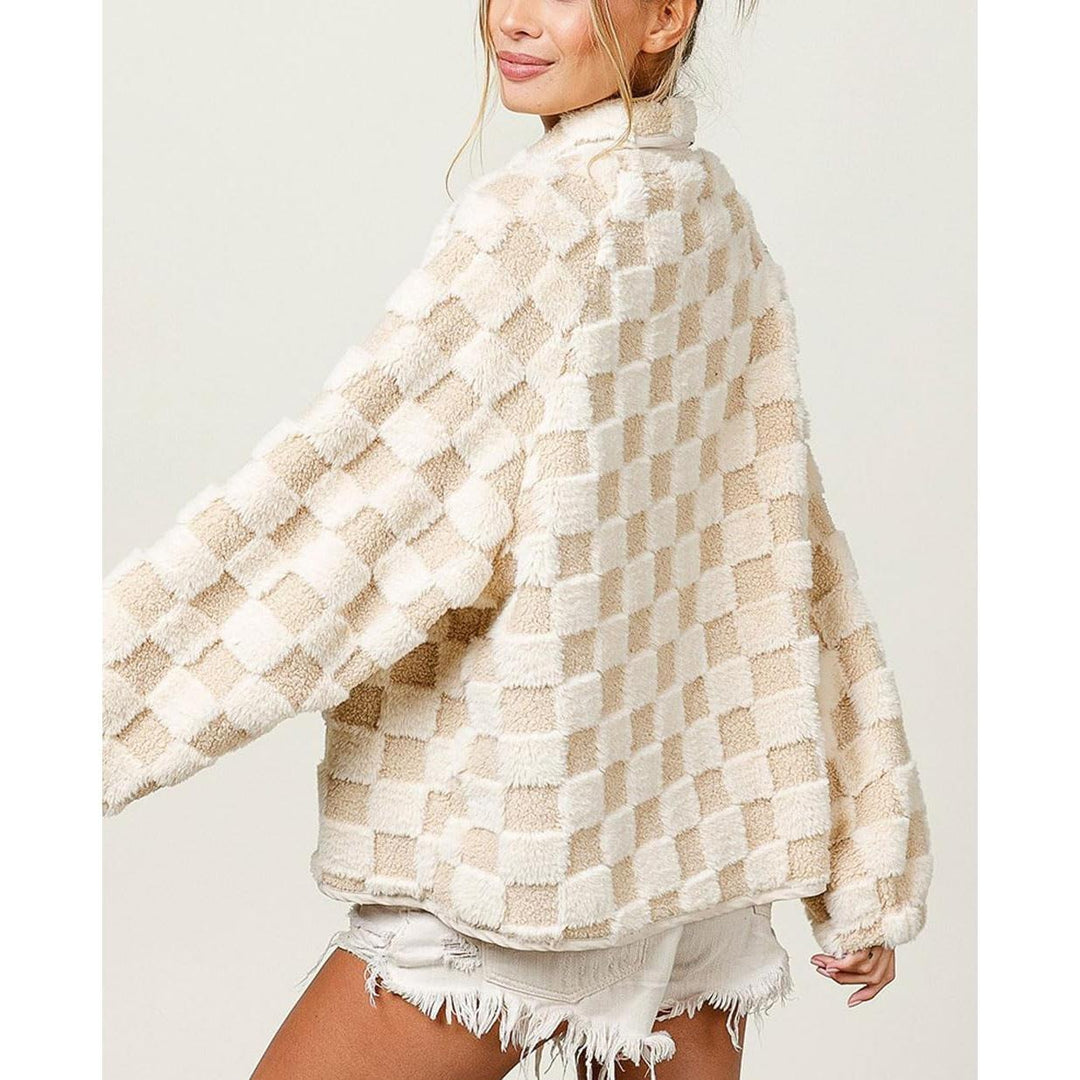 Cozy Checkered Plush Pocket Jacket