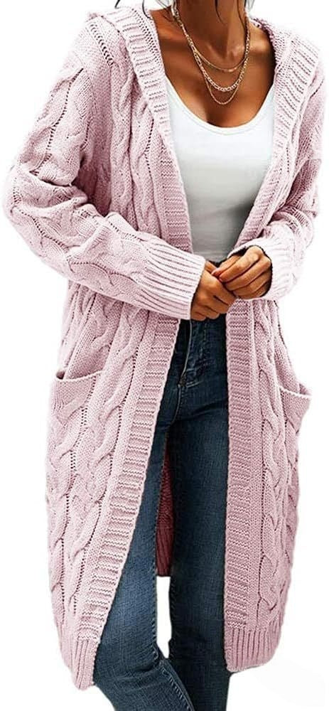 Cozy Cable Knit Hooded Long Cardigan