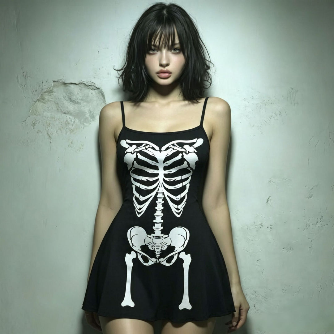 Gothic Halloween Graphic Print Cami Mini Dress