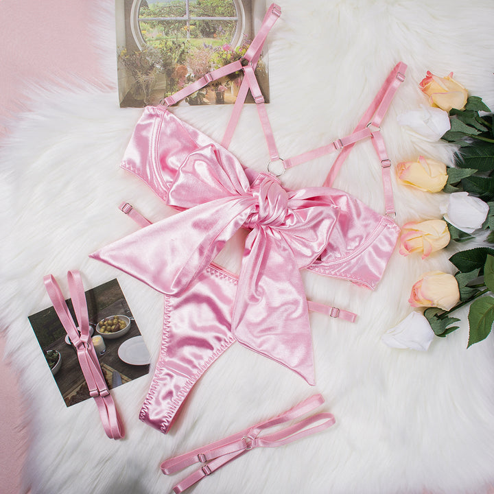 Satin Bow Strappy Garter Lingerie