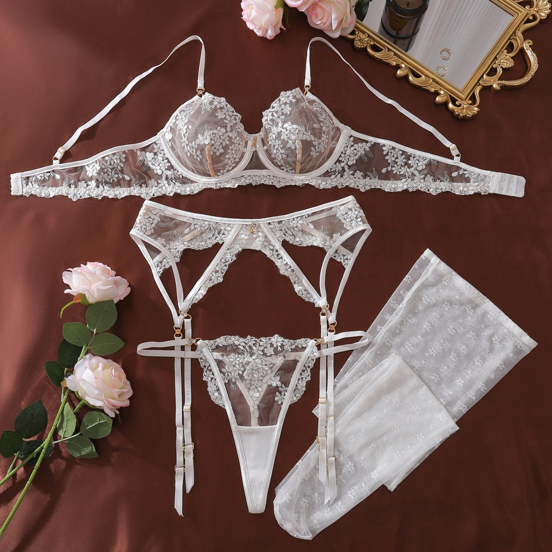 Black Floral Lace Garter Lingerie
