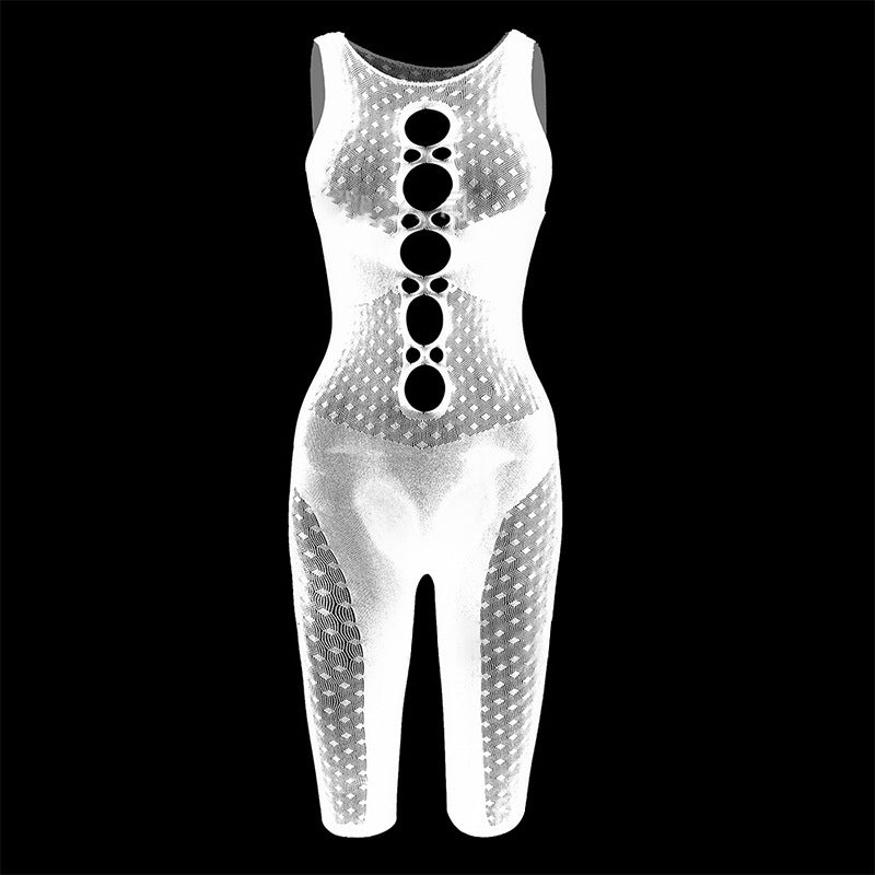 Sleeveless Hollow Out Mesh  Bodysuit