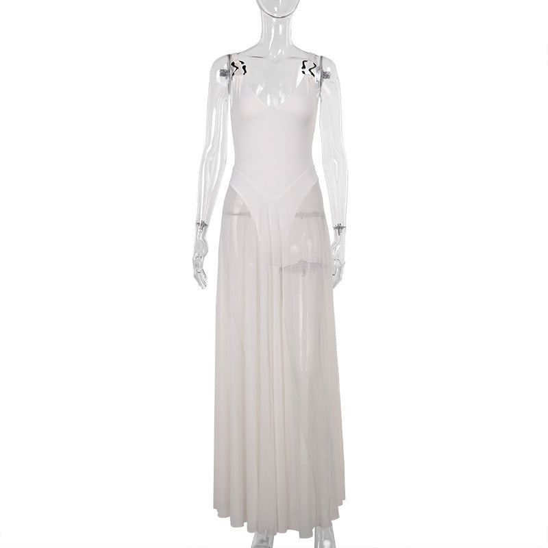 Spaghetti Strap Sheer Tulle  Dress