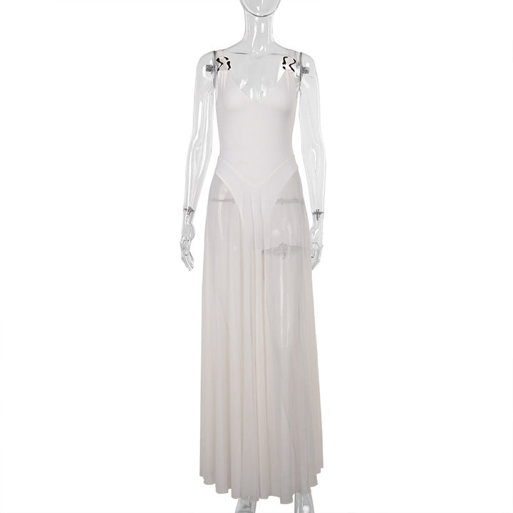 Spaghetti Strap Sheer Tulle  Dress