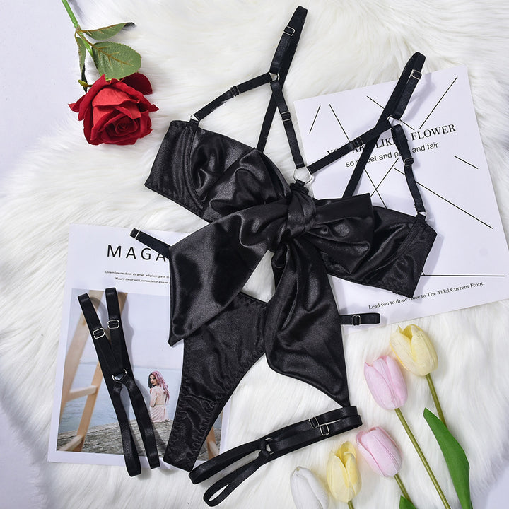 Satin Bow Strappy Garter Lingerie