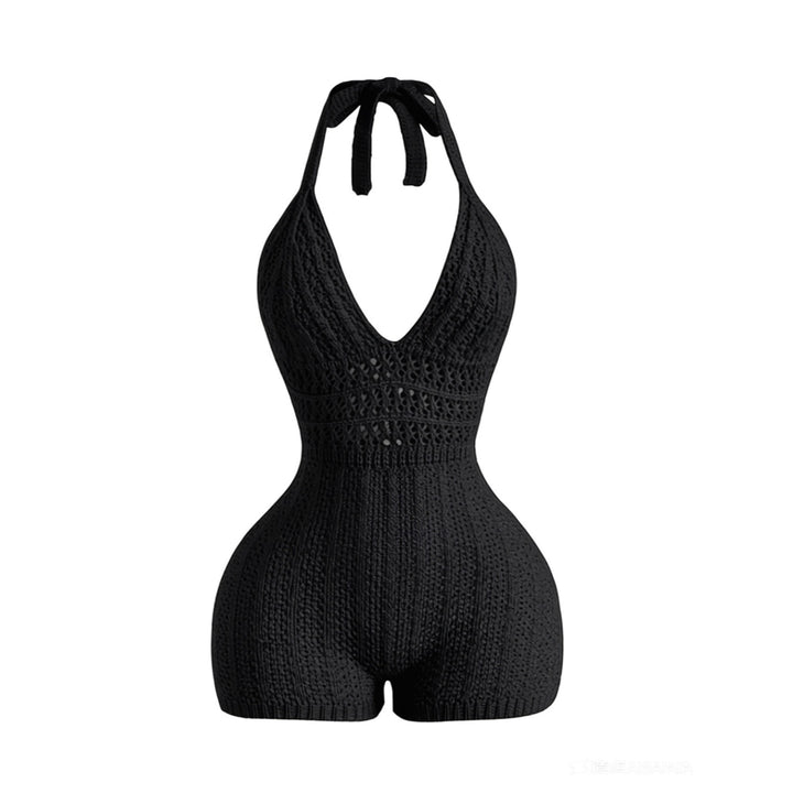Halter Deep‑V Hollow‑Out Romper