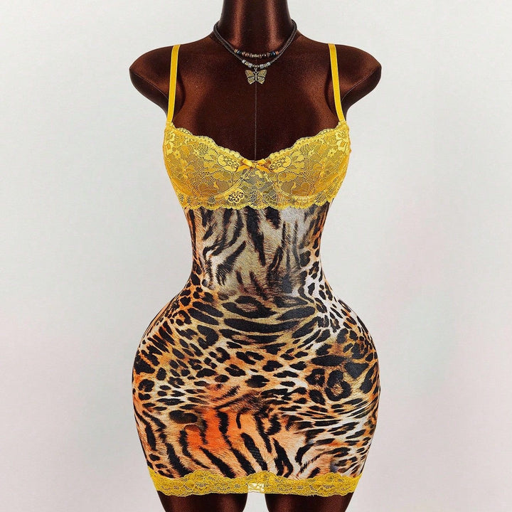 Floral‑Print Lace Trim Cami Dress