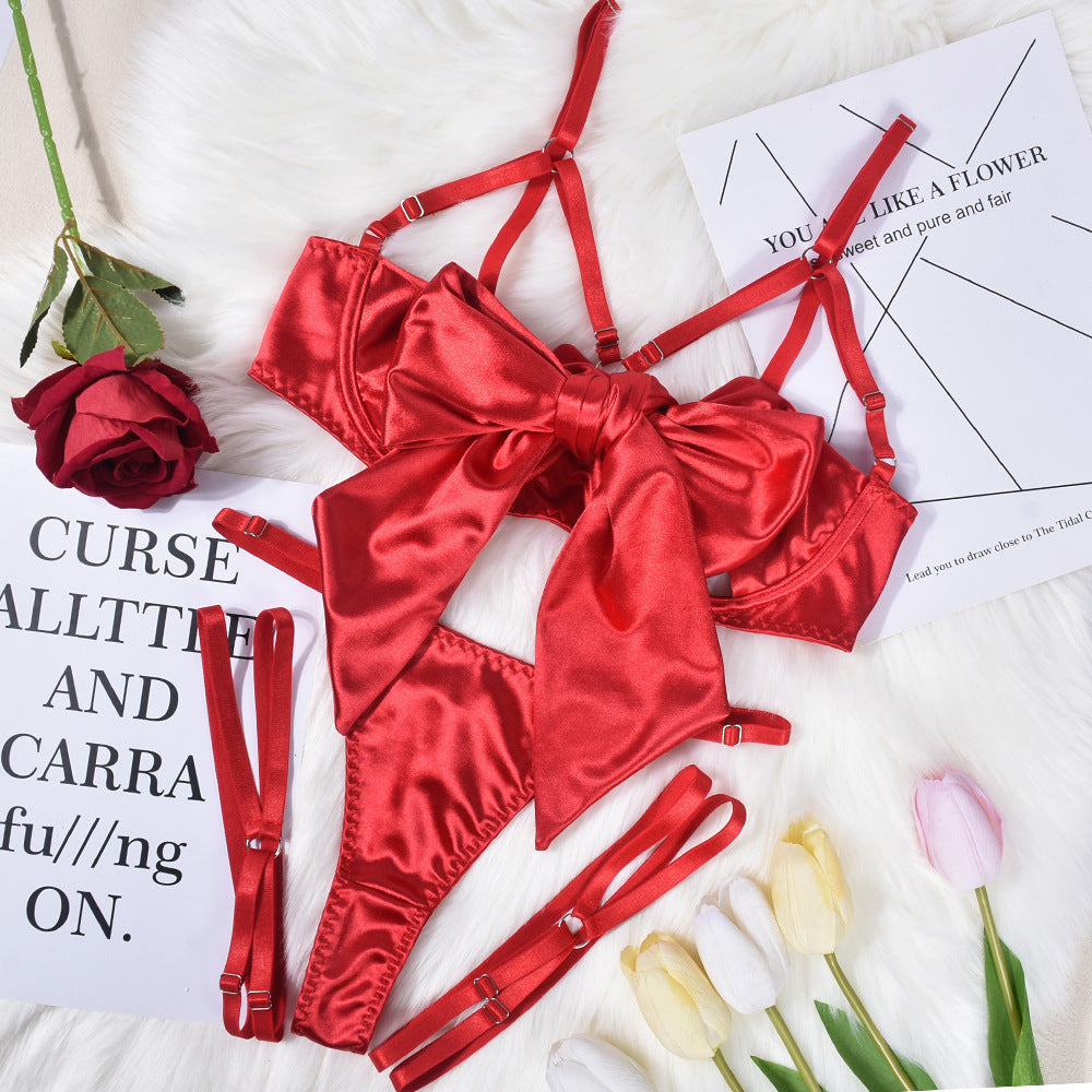 Satin Bow Strappy Garter Lingerie