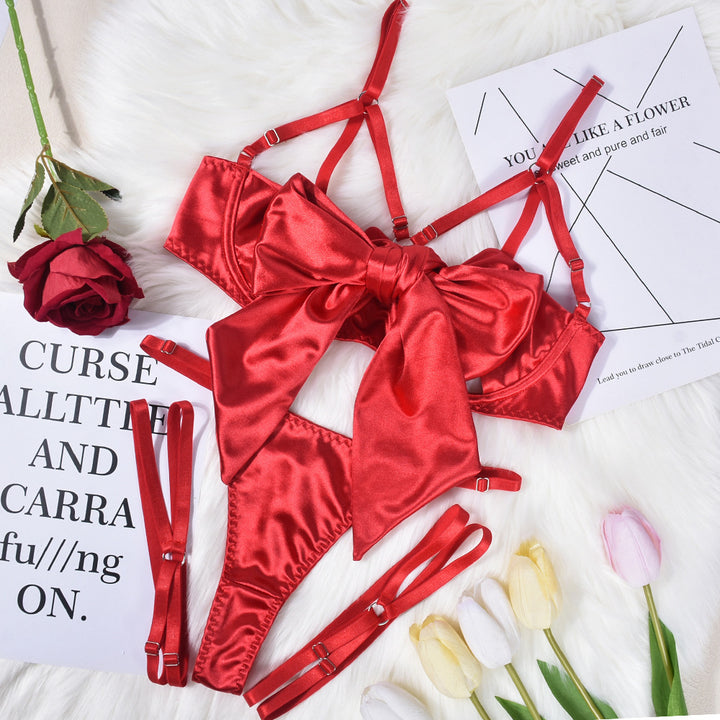 Satin Bow Strappy Garter Lingerie