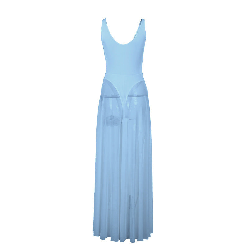 Spaghetti Strap Sheer Tulle  Dress