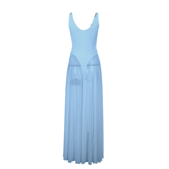 Spaghetti Strap Sheer Tulle  Dress