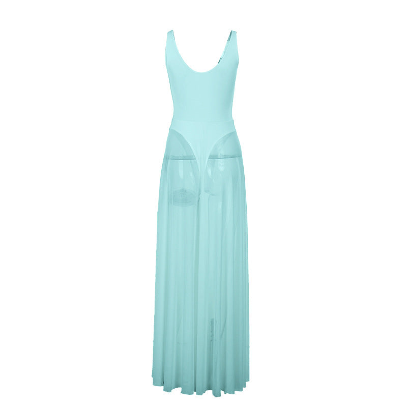 Spaghetti Strap Sheer Tulle  Dress