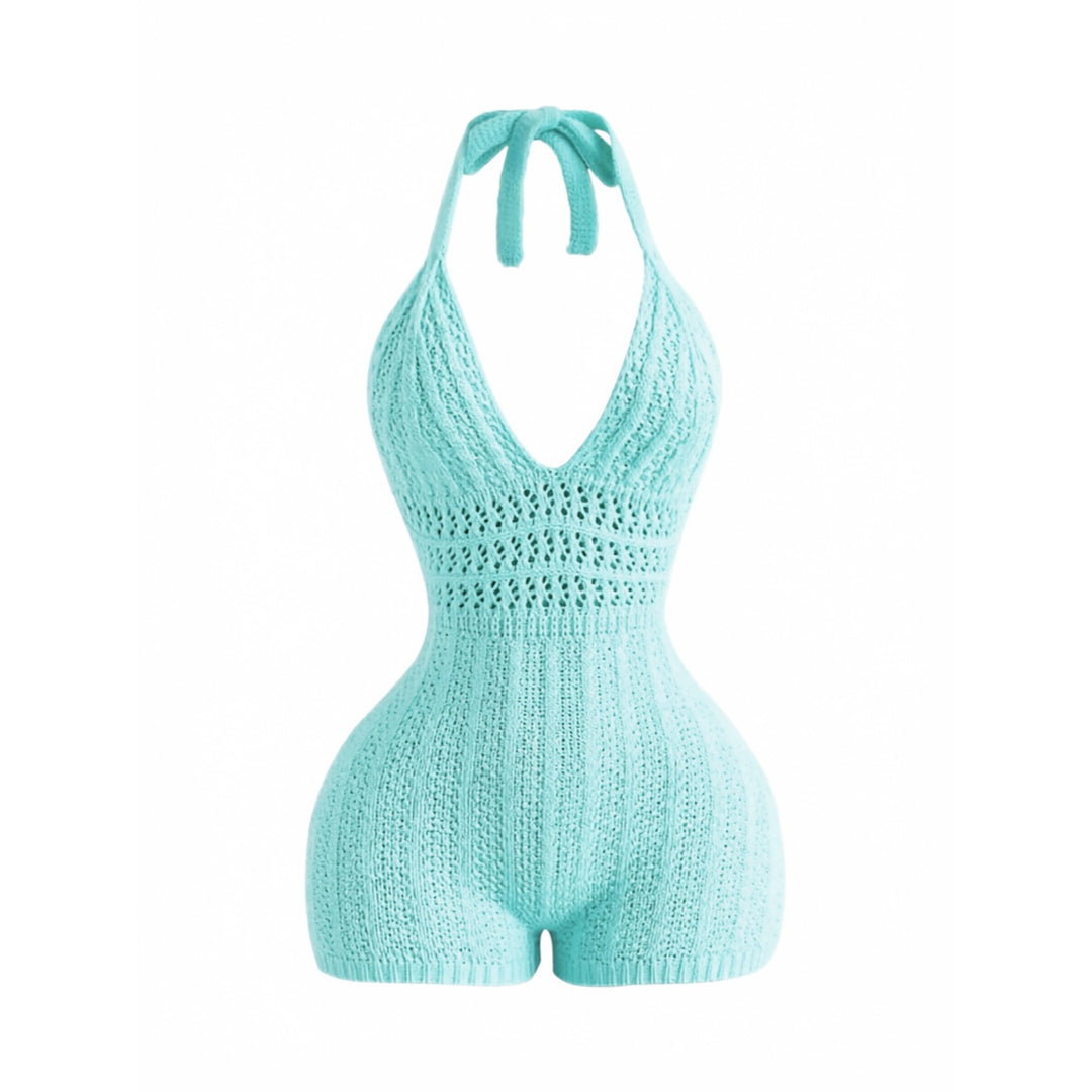 Halter Deep‑V Hollow‑Out Romper