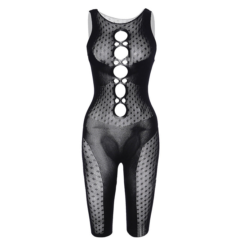 Sleeveless Hollow Out Mesh  Bodysuit