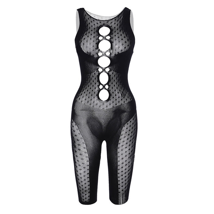 Sleeveless Hollow Out Mesh  Bodysuit