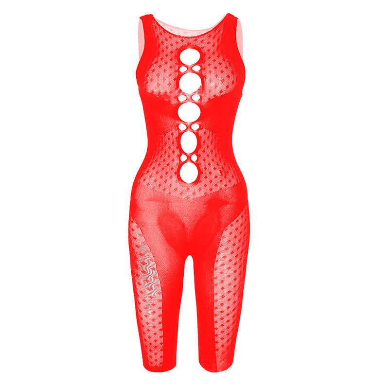 Sleeveless Hollow Out Mesh  Bodysuit
