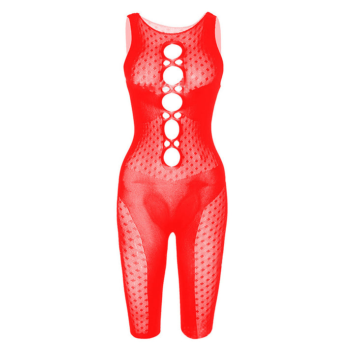 Sleeveless Hollow Out Mesh  Bodysuit