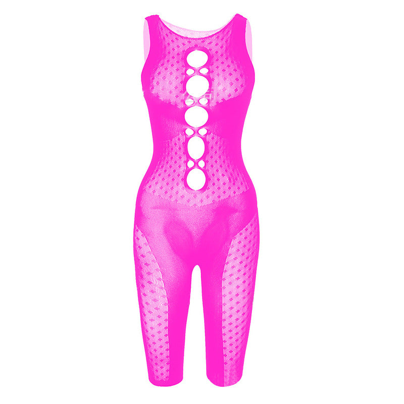 Sleeveless Hollow Out Mesh  Bodysuit