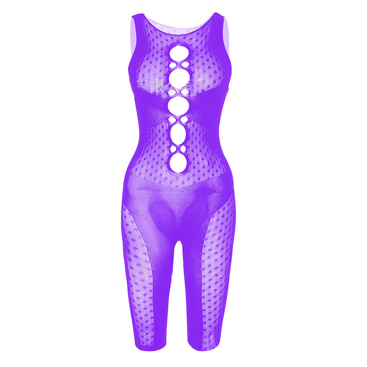 Sleeveless Hollow Out Mesh  Bodysuit